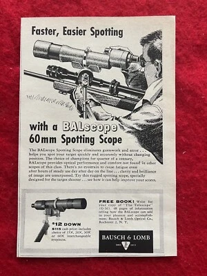 Mira telescópica vintage 1959 impresa Bausch & Lomb BALscope 60 mm caza Foto 1 de 4