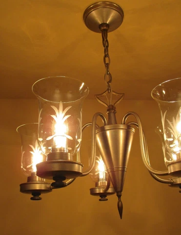 Vintage Lighting antique pewter like 1940s chandelier by Lightolier Cover