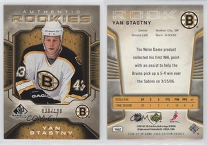 2006 SP Game Used Edition Authentic Rookies Gold /100 Yan Stastny #103 Rookie RC