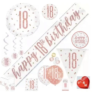 Rose Gold 18th & Happy Birthday Party Decorations White Buntings Banner Balloons - Picture 1 of 24