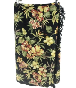 Gonna a matita in seta floreale con frange stile bohemien lunghezza ginocchio taglia 8 - Foto 1 di 10