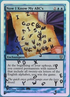 Now I Know My ABC's FOIL Unhinged PLD Blue Rare MAGIC CARD (ID# 432730) ABUGames - Image 1 of 2