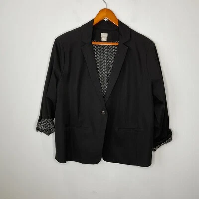 Chicos Black Long Sleeve Stretch Womens Jacket Blazer Plus Size 20/22 - Image 1 of 4