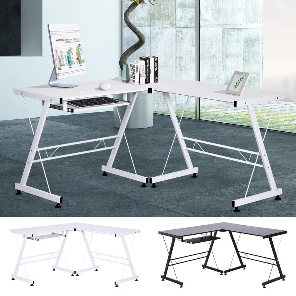 HOMCOM Scrivania Moderna Nera ad Angolo Dritta Postazione da Lavoro per Computer - Immagine 1 di 1