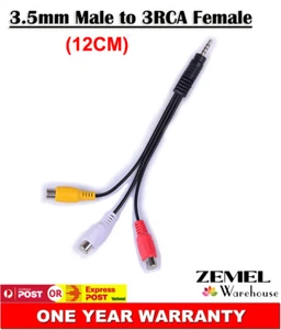 3.5mm AUX Male to 3RCA Female Cable Stereo Audio Adapter Cord Plug 20cm AU OZ - Foto 1 di 3