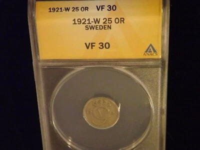 1921-W    25 Ore      SWeden        ANACS  VF 30 - Image 1 of 2
