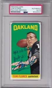 Tom Flores 1965 Topps (SP) Raiders SIGNED PSA/DNA 4×Super Bowl Champ, AUTOGRAPH - Picture 1 of 1