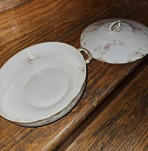 Haviland & Co Limoges France runde Gemüseschale rosa blau geblümt  - Bild 1 von 3