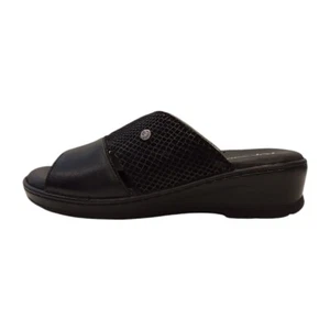 RIPOSELLA LUCIANA E WB00BX PLATINO NERO PANTOFOLE CIABATTE DONNA ESTIVE PELLE - Imagen 1 de 12
