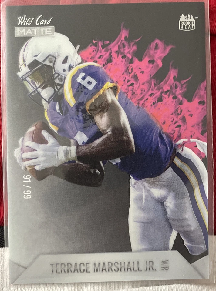 2021 WILD CARD MATTE TERRACE MARSHALL RC ROOKIE HEAT PINK PARALLEL SSP #’d 91/99 - Image 1 of 1