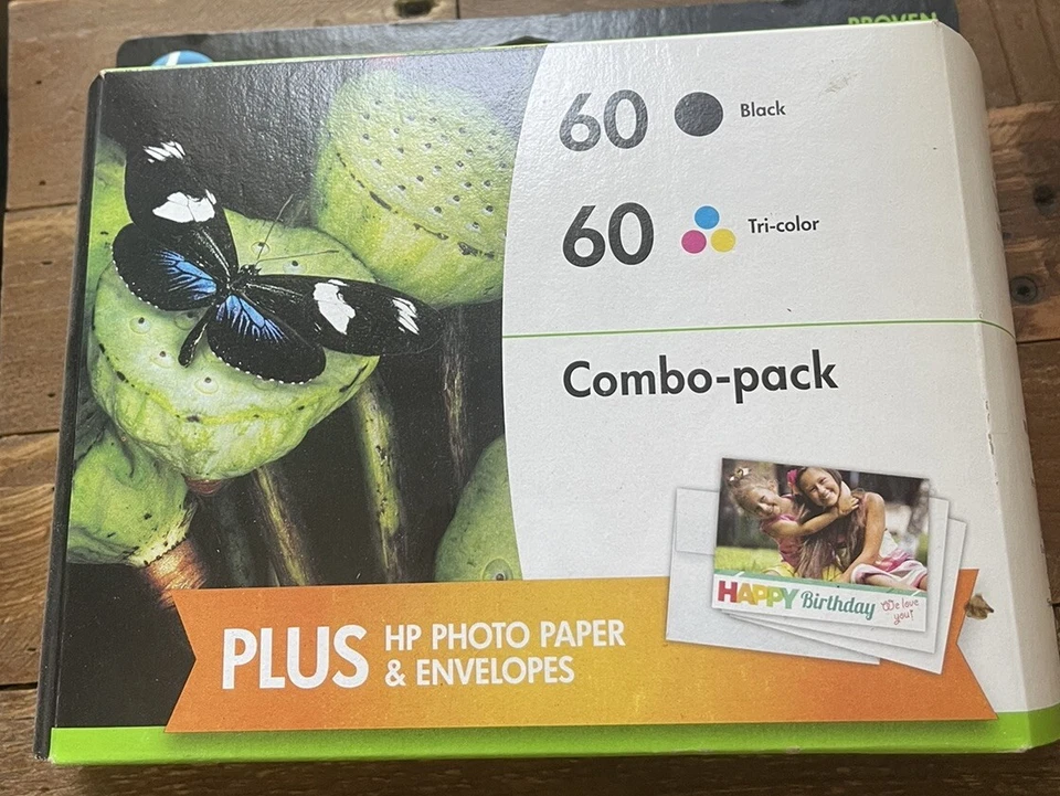 HP 60 D8J23FN Black Tri-Color Combo 2 Pack Ink Cartridge Genuine FREESHIP