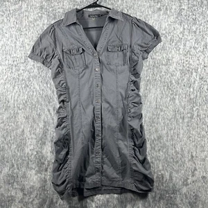 Mustard Seed Dress Womens Large Grey Button Up Workwear Hipster Classic Street - Picture 1 of 13