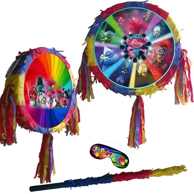 Festa de aniversário colorida Pinata música tema trolls festa turnê mundial jogo papoula  - Imagem 1 de 2