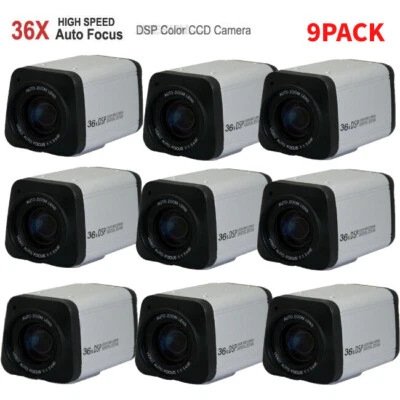 9PACK CCTV 1/4" 1200TVL 36X Optical Zoom DSP Color Video Box Camera Auto Focus - Image 1 of 4