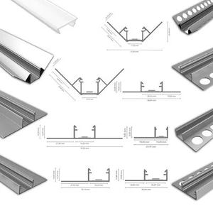 LED Aluminium Leiste Profil für Trockenbau oder Fliesen 2M Lang für LED-Streifen - Bild 1 von 19