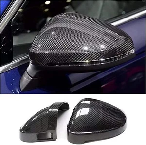 For Audi A4 B9 S4 A5 S5 RS5 2016+ Carbon Style Mirror Cover Caps W/ Lane Assist - Picture 1 of 9