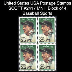 United States USA Postage Stamps SCOTT #2417 MNH Block of 4 Baseball Sports