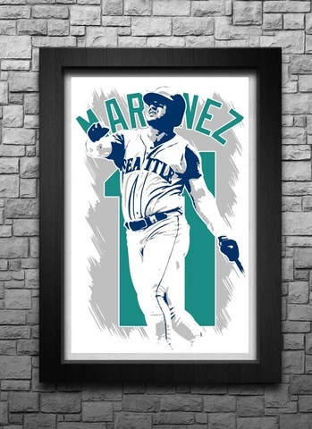 EDGAR MARTINEZ art print/poster SEATTLE MARINERS FREE S&H! JERSEY Cover