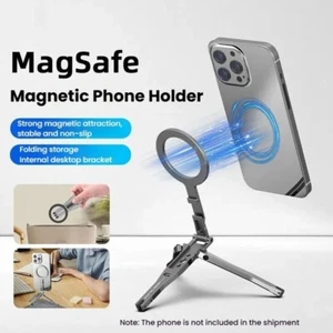 Support trépied de téléphone magnétique compact avec coussinets antidérapants et construction en alliage d'aluminium - Photo 1 sur 14