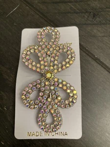 Silver Rhinestone Hair Barrette Clip Wedding Bridal Sparkle Dressy Party - Picture 1 of 3