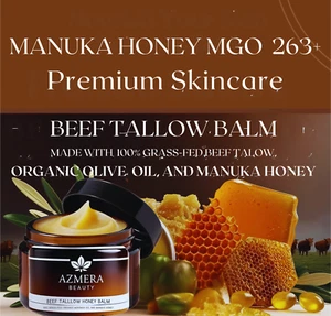 100% Grass-Fed Beef Tallow For Skin Balm with Organic Manuka Honey MGO 263+. - Picture 1 of 14
