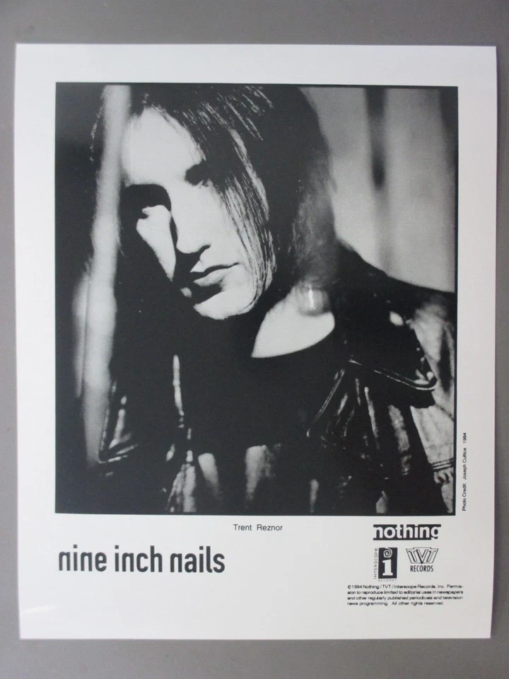 Nine Inch Nails black & white 8 X 10 glossy promo photo Trent Reznor Closeup '94 - Image 1 of 1