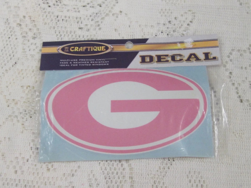 UNIVERSITY OF GEORGIA POWER G  PINK 3" x 6" ADHESIVE DECAL NEW SEAL - Image 1 of 1