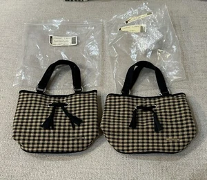 2 Longaberger Khaki Check Tote Bags 23187164 New old stock - Picture 1 of 8