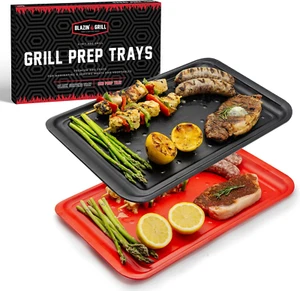 Set of 2 Stackable,Melamine Trays,Serving Tray & Marinating Tray,Serving Platter - Picture 1 of 12
