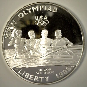 1996 P Olympic Rowing PROOF Silver Dollar Commemorative $1 COIN ONLY Listing - Picture 1 of 2