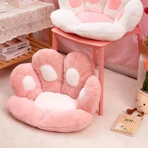 Voltsify Reversible Plush Cat Paw Seat Cushion, Adorable Cat Paw & Flower Design - Picture 1 of 10
