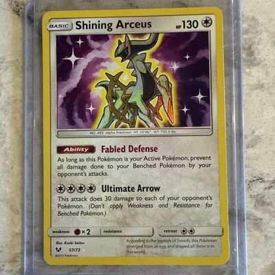 Shining Arceus 57/73 Sun & Moon Shining Legends NM  Pokemon - Image 1 of 4