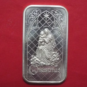 1978 Christmas "Madonna & Child" One Troy Ounce Silver Art Bar - Picture 1 of 12