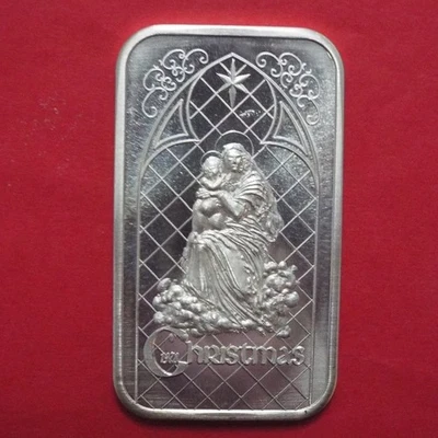 1978 Christmas "Madonna & Child" One Troy Ounce Silver Art Bar - Image 1 of 4