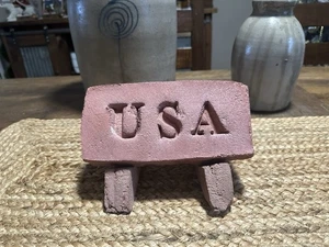 Vintage Red Clay Brick “USA” Embossed w/ Matching Brick Display 4”x 8” - Picture 1 of 21