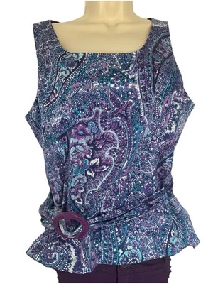 Camiseta sin mangas Jones New York Signature para mujer pequeña azul púrpura cachemira Foto 1 de 4