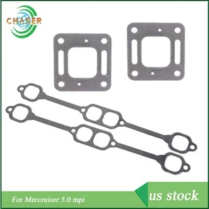 Fit For Mercruiser 5.0 mpi 5.7 350 mag riser block v8 elbow kit Gasket Manifold - Picture 1 of 9