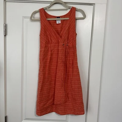 PATAGONIA женщин 0 оранжевый остров конопли кроссовер в полоску без рукавов надежном платье - Изображение 1 из 4