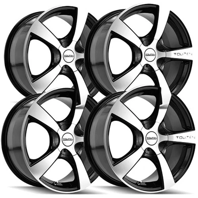 (Set of 4) Touren TR9 16x7 5x112/5x120 +42mm Black/Machined Wheels Rims 16" Inch — 第 1/4 张图片