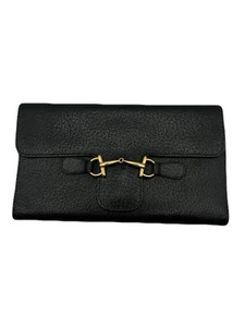 Gucci Long Wallet Leather Black USED TA176-1 - Picture 1 of 22