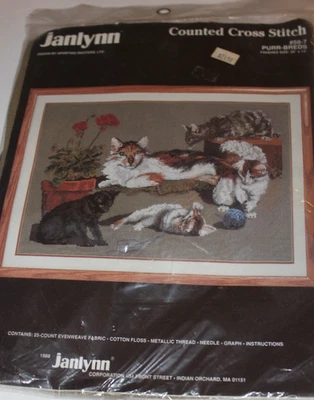 Nuevo kit de punto de cruz contado Janlynn 1988 de colección razas ronroneadas #58-7 tema felino gato Foto 1 de 4