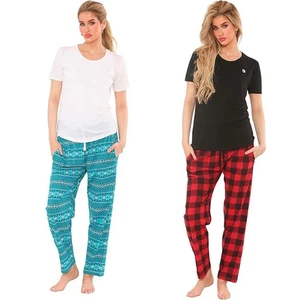 Ladies Cotton Women Pyjama Sets Jersey Short Sleeve T Shirt Bottoms Check Pjs - Picture 1 of 11
