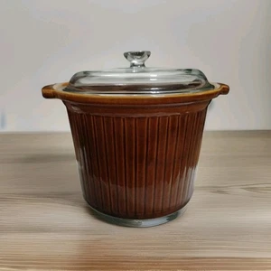 VTG RIVAL Slow Cooker REPLACEMENT Stoneware Crock Insert & Matching Glass Lid - Picture 1 of 7