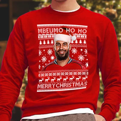 Brian Mbuemo Ho Ho Red Christmas Jumper Adults & Kids Sizes Utd  Manchester Man - Image 1 of 2