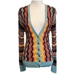 MISSONI FOR TARGET CHEVRON CARDIGAN SWEATER ZIG ZAG V NECK SIZE SMALL S - Picture 1 of 3