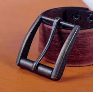 Antigua hebilla de alfiler de cobre para hombre repuesto cinturón de cuero ajuste correa de 38 mm - Imagen 1 de 10