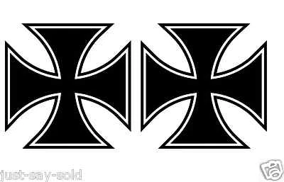 WRENGIFTS German Maltese Iron Cross Decals - Set of 2 - 10" Tall - Select Color