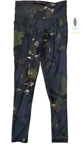 Girls Old Navy Elevate Leggings pants Go-Dry Large (10-12 ) Green Camo Mid-Rise - Picture 1 of 9