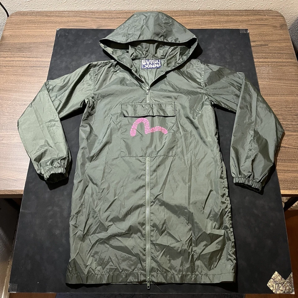 Chaqueta cortavientos japonesa Evisu Kuro Evisukuro Anorak Donna sudadera con capucha larga para mujer Foto 1 de 4