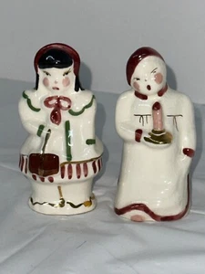 Vintage JAPAN Ceramic Christmas Figurine Salt & Pepper Shaker Set, Original Cork - Picture 1 of 7